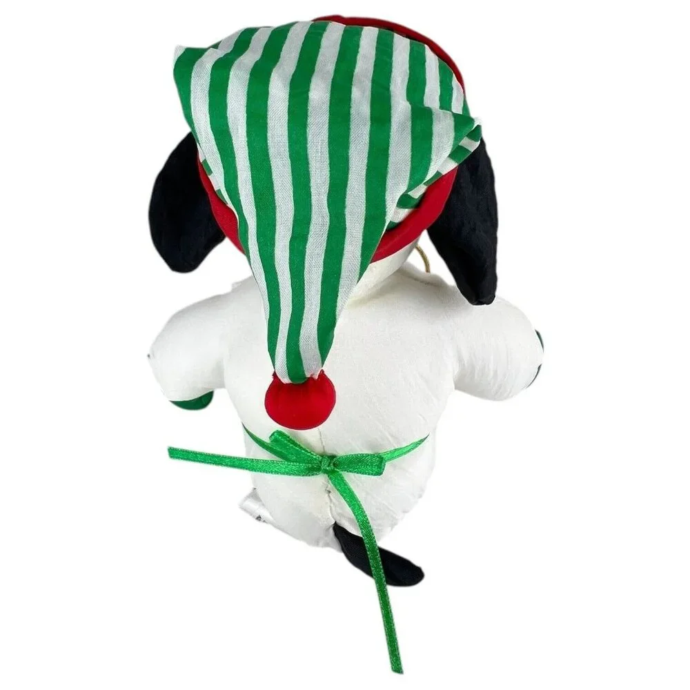 3 Peanuts Snoopy Christmas Nylon Plush Reindeer Elf Santa Stuffed Animal Whitman